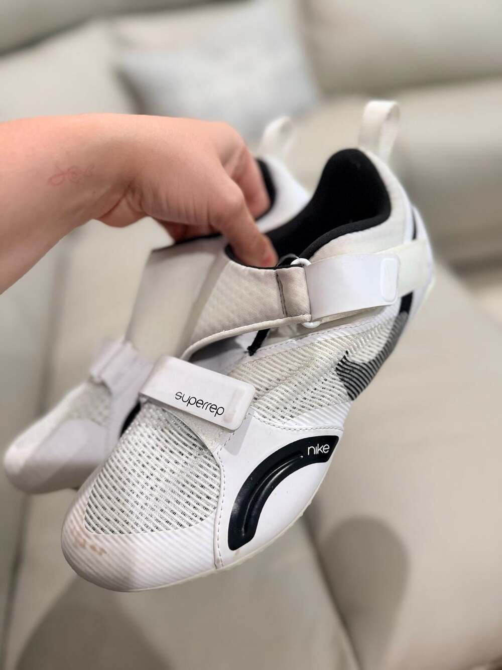 Nike SuperRep Cycle Size 8 White Black Indoor Cycling Shoes